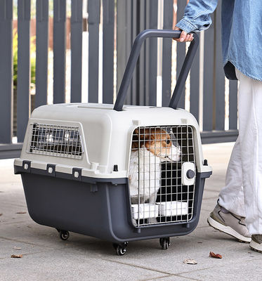 Casco de viaje seguro de doble puerta para perros y gatos con ruedas y espacio súper grande
