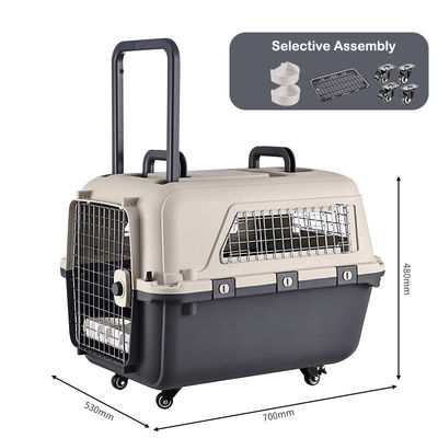 Casco de viaje seguro de doble puerta para perros y gatos con ruedas y espacio súper grande