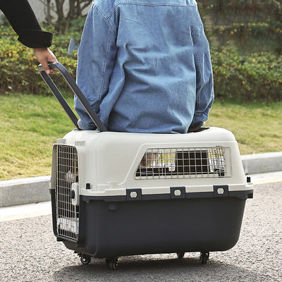 Casco de viaje seguro de doble puerta para perros y gatos con ruedas y espacio súper grande