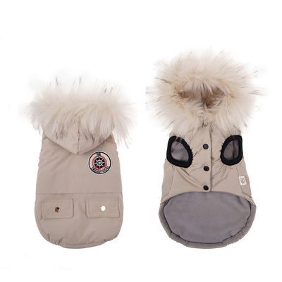 Servicio de personalización de moda de lujo ropa de invierno para perros con collar de piel con capucha