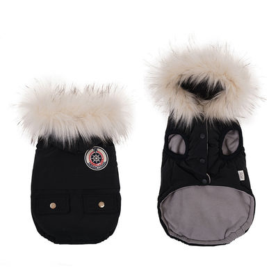 Servicio de personalización de moda de lujo ropa de invierno para perros con collar de piel con capucha