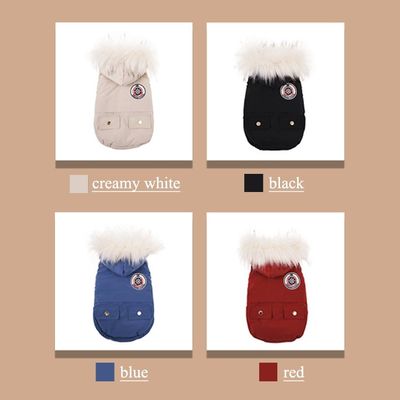 Servicio de personalización de moda de lujo ropa de invierno para perros con collar de piel con capucha