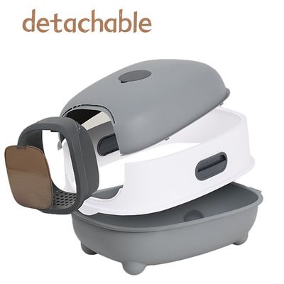Diseños ODM Caja para gatos cerrada con bandeja lateral y tapa de tamizado superior fácil de limpiar