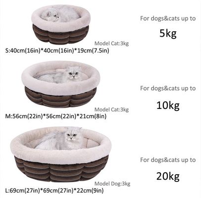 Sofá para mascotas Cama redonda con almohadón de rosquilla para gatos o perros pequeños Resistente al deslizamiento y al agua