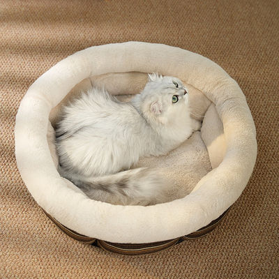 Sofá para mascotas Tipo de tela de lino sostenible Nido de dormir para noches de invierno cálidas y acogedoras