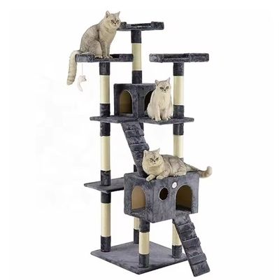 ODM Diseños de lujo Muebles para mascotas de madera natural Gran árbol de gato trepador Para gatos grandes de madera Dos colores cuerda Sisal
