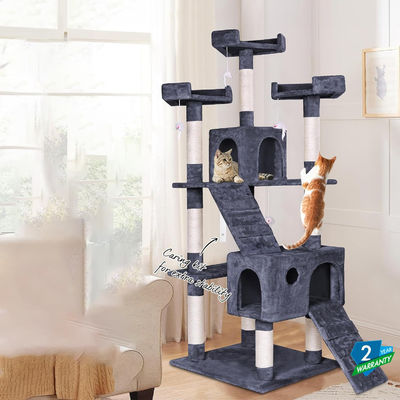 ODM Diseños de lujo Muebles para mascotas de madera natural Gran árbol de gato trepador Para gatos grandes de madera Dos colores cuerda Sisal