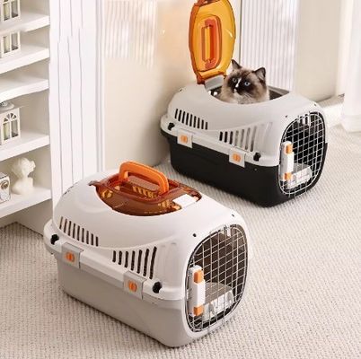 Bolso de viaje de mascotas de PP para gatos, portaobjetos de superficie dura, caja de transporte aéreo para perros y gatos pequeños