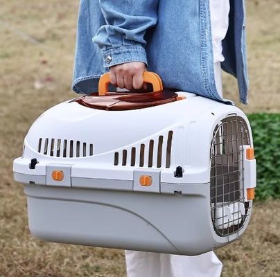 Bolso de viaje de mascotas de PP para gatos, portaobjetos de superficie dura, caja de transporte aéreo para perros y gatos pequeños