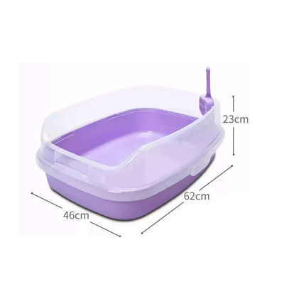 Caja de basura de gato de plástico limpio con diseño abierto de gran tamaño y característica anti-espuma