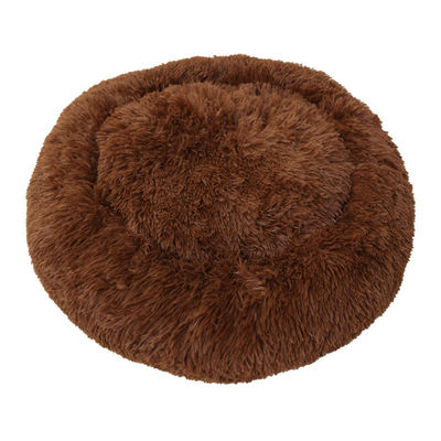 Cama para perros y gatos cama de mascotas pelusa de peluche con colchoneta de algodón de color dulce redonda