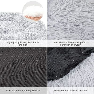 Cama para perros y gatos cama de mascotas pelusa de peluche con colchoneta de algodón de color dulce redonda