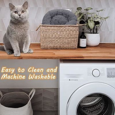 Cama para perros y gatos cama de mascotas pelusa de peluche con colchoneta de algodón de color dulce redonda