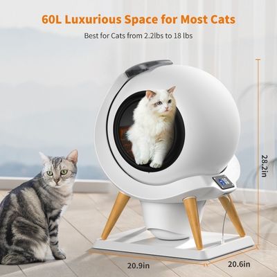 Caja de basura inteligente autolimpieza Caja de aseo automática para gatos Gran capacidad y control APP