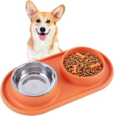Pads de silicona sin derrames Cuenco doble para perros y gatos
