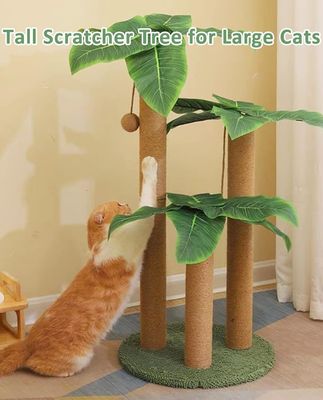 35 pulgadas de altura de hojas de decoración de árbol de gato para gatos de interior juguetes tipo de árbol de gato juguete de madera