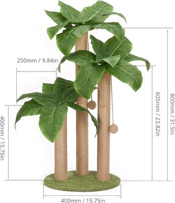 35 pulgadas de altura de hojas de decoración de árbol de gato para gatos de interior juguetes tipo de árbol de gato juguete de madera