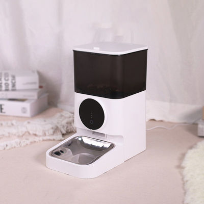 Dispensador de alimentos para gatos 4L de material ABS blanco con tapa de bloqueo y control de alimentación de mascotas cronometrado