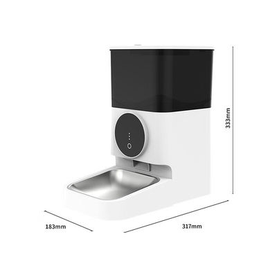 Dispensador de alimentos para gatos 4L de material ABS blanco con tapa de bloqueo y control de alimentación de mascotas cronometrado