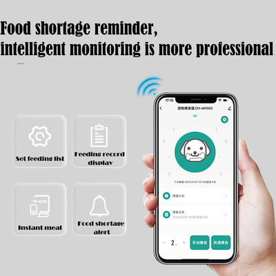 Dispensador de alimentos para gatos 4L de material ABS blanco con tapa de bloqueo y control de alimentación de mascotas cronometrado