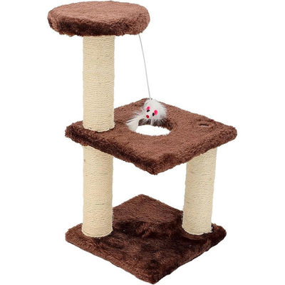Árboles de rascado de gato de tres columnas de tres capas cuadradas para gatos de interior energéticos