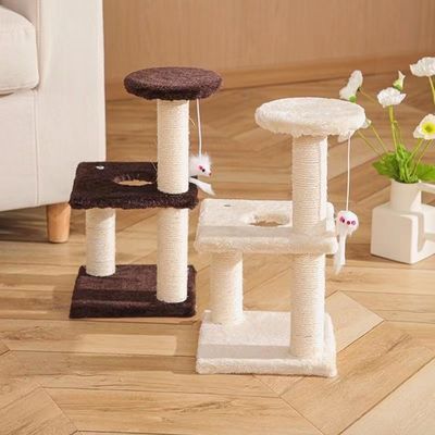 Árboles de rascado de gato de tres columnas de tres capas cuadradas para gatos de interior energéticos