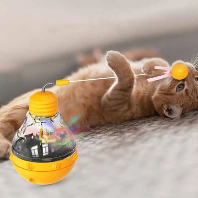 Juguete Interactivo de Gato Usado Durante Mucho Tiempo Divertido Bastón de Gato con bombilla y tumbler de comida con fugas