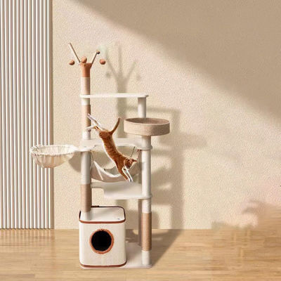 Función Fun Play 143cm Árbol clásico de gatos con condominios dobles y poste de rascado de gatos Sisal