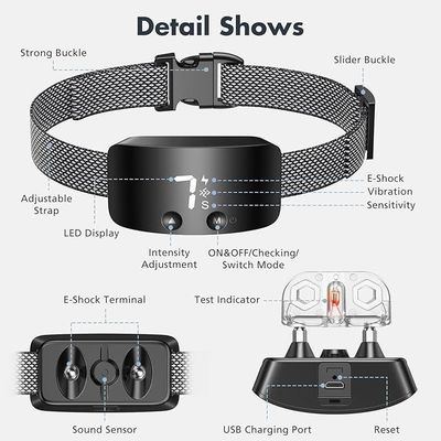 Collar de entrenamiento para perros de sensibilidad ajustable Collar recargable contra latidos para perros