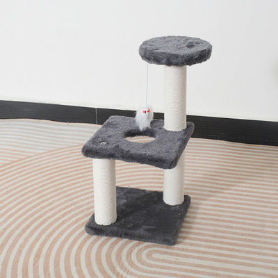 ODM Diseño Muebles para gatos Beige madera de alcachofa Árbol de escalada con columna de sisal y hamaca de peluche