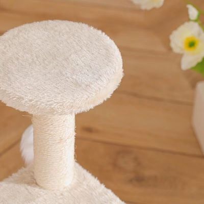 ODM Diseño Muebles para gatos Beige madera de alcachofa Árbol de escalada con columna de sisal y hamaca de peluche