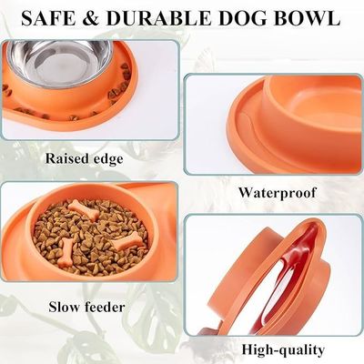 Cuencos para perros azules con alimentación lenta Cuenco para mascotas con esterilla de silicona sin choque Cuenco de diseño saludable