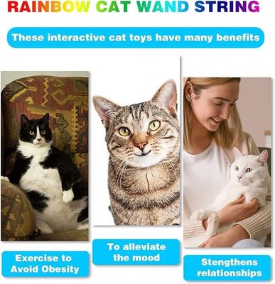 Juguete interactivo para gatos clásico cuerda de arco iris para gatos y gatitos