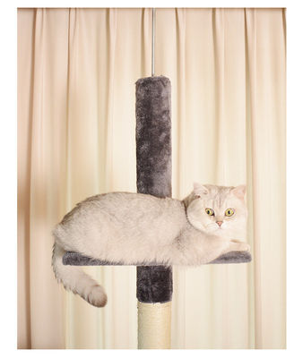 Torre de gatos de piso a techo de altura ajustable con hamaca acogedora y función de juego divertido