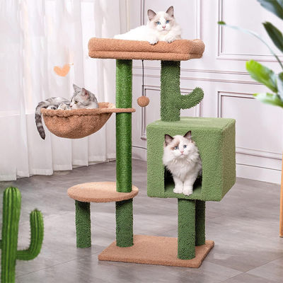 Árbol de gatos de cactus sostenible de 30 pulgadas de altura Torre de gatos de varios niveles para juego divertido y condominio de gatos