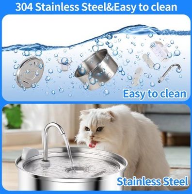 Fuente de agua potable para mascotas con filtro de acero inoxidable para una ingesta y consumo saludables de agua