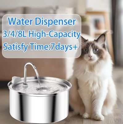 Fuente de agua para mascotas súper silenciosa con dispensador eléctrico y filtro de acero inoxidable