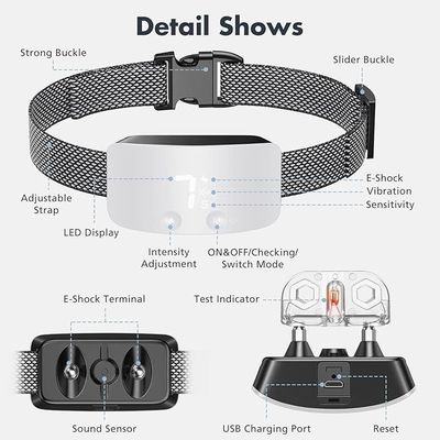Auto recargable de entrenamiento de perros Control de ladrido collar suave