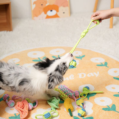 Servicio de personalización proporcionado juguetes de cuerda de mascota de algodón trenzado duradero para cachorros