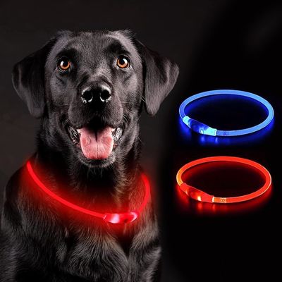 Collar para perros de luz LED con logotipo personalizado USB Recargable a prueba de agua 3 modos de destello