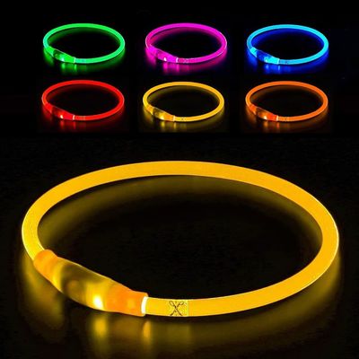 Collar para perros de luz LED con logotipo personalizado USB Recargable a prueba de agua 3 modos de destello