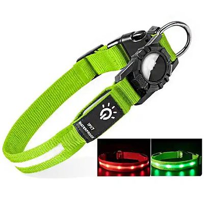 Luz a prueba de agua LED AirTag Collar de perro para mascotas Luces nocturnas para perros y paseos nocturnos