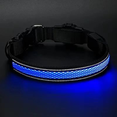 Collar para perros de silicona de PVC reflector impermeable con portador de rastreo para etiqueta de aire para mascotas GPS LED