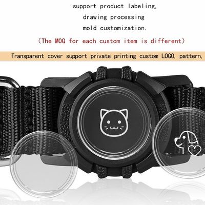 Collar para perros de silicona de PVC reflector impermeable con portador de rastreo para etiqueta de aire para mascotas GPS LED