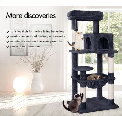 Servicio de personalización Proporcionado Árbol de gato de 143 cm con perca de peluche Torre de gatos de varios niveles