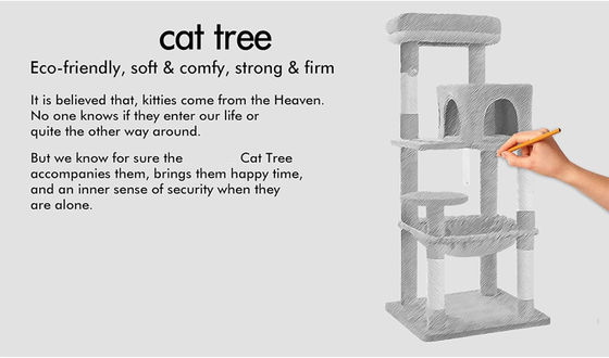 Servicio de personalización Proporcionado Árbol de gato de 143 cm con perca de peluche Torre de gatos de varios niveles