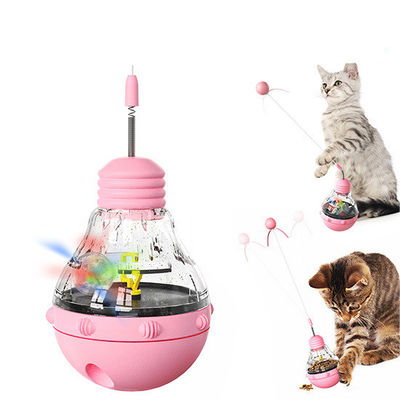 Estimula el interés del gato movimiento interactivo púrpura juguete de mascota con alimentación por gravedad comida con fugas