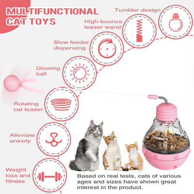 Estimula el interés del gato movimiento interactivo púrpura juguete de mascota con alimentación por gravedad comida con fugas