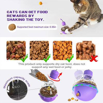Estimula el interés del gato movimiento interactivo púrpura juguete de mascota con alimentación por gravedad comida con fugas