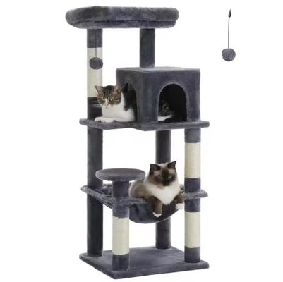 Muebles para gatos Casa de mascotas Centro de actividades interiores con juguete de rascarse y bola colgante